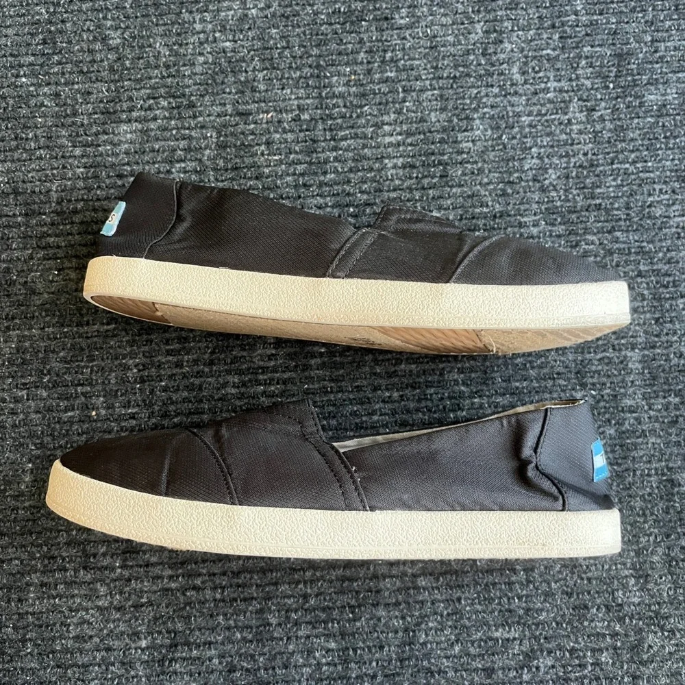 TOMS Alpargata Canvas Slip On Shoes Womens 9.5 Black Good Casual Flat Sneakers